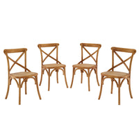 Modway - Gear Fauteuil d’appoint de salle à manger Ensemble de 4 - Noyer-Jambes effilées