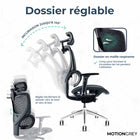 MotionGrey - Space Mesh Chair - Chaise de bureau ergonomique avec appuie-tête reglable et dossier pivotant-Support dorsal ergonomique