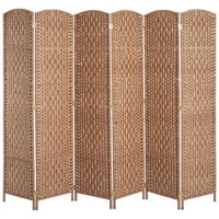 HOMCOM - Séparateur de pièce autoportant à 6 panneaux tressés à la main pour bureau à domicile - naturel-Idéal pour créer un espace personnel ou diviser de grandes pièces 
