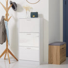 HOMCOM - Armoire à chaussures étroite avec 3 tiroirs basculants et étagères réglables - blanc brillant-Peut contenir jusqu'à 15 paires de chaussures dans trois tiroirs basculants