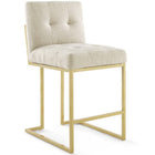 Modway - Privy Acier inoxydable doré Tissu rembourré Tabouret de comptoir - Beige doré - Ensemble de 2-Base géométrique en acier inoxydable doré