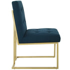 Modway - Privy Acier inoxydable doré Tissu rembourré Chaise d’accent pour salle à manger - Or Azur-Base en acier inoxydable doré