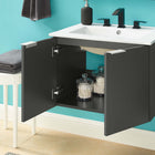 Modway - Maybelle 24" Vanité de salle de bain murale - Gris blanc-Bassin d’évier en céramique