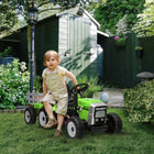 Aosom - Tracteur à pédales 12v pour enfants avec remorque, son de démarrage musical - vert-Klaxon, bruit de démarrage et musique pour plus de plaisir 