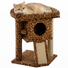 PawHut - Arbre à chat, petite tour pour chat avec perchoir, poteau à griffer - motif léopard-Plusieurs niveaux pour que les chats puissent grimper  
