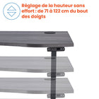 Motionwise - Bureau courbé ergonomique série M3 PRO Motionwise, 30 po x 60 po, électrique assis-debout, double moteurs - Gris Rustique-Plateau en bois durable de 1 po : Fabriqué à partir de bois (panneau de particules) avec une épaisseur de 1 po, ce plateau garantit une durabilité à long terme tout en offrant une esthétique élégante. Il comprend également deux passe-câbles pour la gestion des fils, vous débarrassant des câbles encombrants.