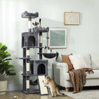 PawHut - Arbre à chat 70 po, tour multi-niveaux avec 2 condos - gris foncé-Deux perchoirs supérieurs avec un rembourrage en coton PP offrent une expérience de sommeil digne d’un nuage 
