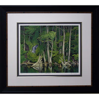 Héron bleu, toile encadrée, par AJ Casson-Œuvre par le célèbre membre du Groupe des sept AJ Casson