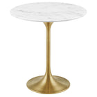 Modway - Lippa Rond de 20 po Faux marbre Table d’appoint - Or Blanc-Table d’appoint moderne