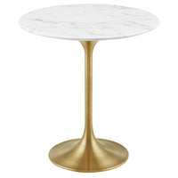 Modway - Lippa Rond de 20 po Faux marbre Table d’appoint - Or Blanc-Table d’appoint moderne