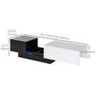 HOMCOM - Table basse rectangulaire moderne avec coffre de rangement dissimulé et plateau coulissant - noir et blanc-Niche ouverte dans la partie noire pour un espace d'exposition et de rangement supplémentaire