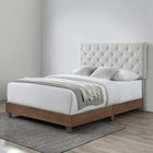 Modway - Rhiannon Touffe de diamant Tissu rembourré Lit Queen, Noyer beige-MDF et construction en bois