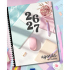 Pomme & Gribouillis - Agenda pour étudiants 26-27: Hebdomadaire/mensuel - 11-1/2" x 9-1/2" - Vie calme -  Anglais-Une section «Mes cours» : chaque mois comprend: calendrier du mois sur 2 pages, une page pour noter les travaux, une demie page pour noter les examens, une page pour noter les objectifs du mois, une ou deux page(s) de notes, les semainiers séparés par heures (de 6h à 21h)