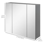 Kleankin - Armoire à pharmacie murale avec miroir - 28 po l x 24 po P - gris-Étagère réglable, répond à divers besoins de rangement 