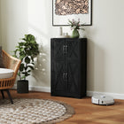 HOMCOM - Armoire de cuisine style ferme 23,6 po L - grain de bois noir-Les loquets magnétiques assurent une fermeture facile et sécurisée 