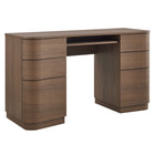 Modway - Mirae 55" à 6 tiroirs Bureau incurvé - Chêne brun brossé-Bureau d’ordinateur de 55" avec 6 tiroirs