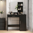 HOMCOM - Coiffeuse avec miroir - 35,4 po L x 15 po l x 54,3 po H - noir-Avec un dispositif anti-basculement à l'arrière, vous pouvez le fixer au mur pour plus de sécurité 