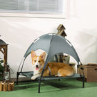 PawHut - Lit pour animal surélevé rafraîchissant avec auvent pour chiens de taille moyenne - 30 po L x 24 po l x 29 po H - gris-Doté d'un cadre en acier léger, ce qui le rend très durable 