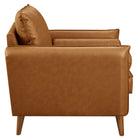 Modway - Revive Rembourré Cuir végane Fauteuil d’accent - Tan-Pieds en bois avec glissières sans marques