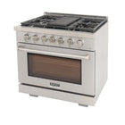 Kucht - 36 po Série KFX-X Cuisinière Pro Style au gaz naturel - Acier inoxydable-Dimensions du produit 27,75 po L x 36 po L x 36 po H