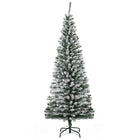 HOMCOM - Sapin de Noël artificiel forme crayon enneigé - mince-La conception floquée de neige ajoute une atmosphère hivernale 