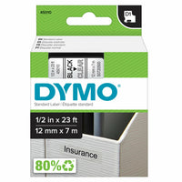 DYMO - Ruban d'étiquettes D1 - 12 mm (1/2 po) - noir sur transparent-Ruban Dymo Standard D1
