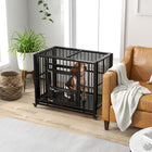 PawHut - Cage pour chien robuste 37 po avec roulettes pour petits et moyens chiens-Le dessus ouvrable offre un accès facile 
