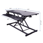 Rocelco - Élévateur de bureau réglable Hi-Lift de 43 po - Noir-Œillet arrière pour bras de moniteur en option.