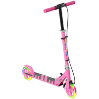 Qaba - Trottinettes pliantes légères avec roues lumineuses, guidon à 4 niveaux - rose-Hauteur du guidon réglable adaptée aux enfants en pleine croissance 