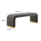 Modway - Koda Performance Velvet Banc long de la chute d’eau - Brass Storm Grey-Conception des cascades