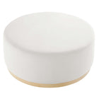 Modway - Tilden Gros velours rond de performance de 38" Rembourré Ottoman - Albâtre naturel-Glissements au pied sans marquer