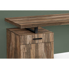 Monarch Specialties - 7765 Bureau 48 po L - Faux Bois Brun Orientation Gauche/ Droite-Poignées de tiroir, support de bureau et pied en métal robuste en forme de U finis en noir contrastante