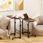 HOMCOM - Bureau debout mobile à hauteur réglable - 23,5 po L x 15,75 po l x 30,75 po H - brun rustique-La hauteur réglable s’adapte à différents lits et canapés 