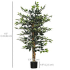 HOMCOM - Arbre artificiel ficus 4,3 pi pour décoration intérieure - vert-Un pot de pépinière solide offre une base stable 