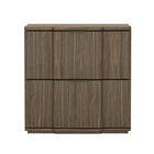 Manhattan Comfort - Table de nuit Clive 22" style mid-century moderne à 2 tiroirs - Noyer et Or-Table de nuit aux lignes épurées fabriquée en bois manufacturé avec des accents métalliques pour un look de chambre moderne et raffiné