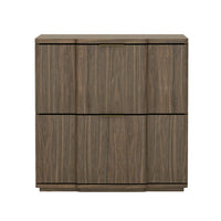 Manhattan Comfort - Table de nuit Clive 22" style mid-century moderne à 2 tiroirs - Noyer et Or-Table de nuit aux lignes épurées fabriquée en bois manufacturé avec des accents métalliques pour un look de chambre moderne et raffiné