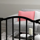 PawHut - Barrière pour animaux de compagnie 29"-34" avec porte à pression pour escaliers - Noir-Le cadre en métal sans plomb est solide et robuste