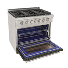 Kucht - 36 po Série KFX-X Cuisinière Pro Style au gaz naturel - Acier inoxydable/Vert olive-Dimensions du produit 27,75 po L x 36 po L x 36 po H