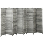 HOMCOM - Cloison autoportante tressée à la main 8 panneaux pour chambre - gris mélangé-Conception pliante à 8 panneaux avec 6 charnières en métal permettant un rangement facile  
