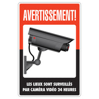 Cosco - Panneau Surveillance usage intérieur/extérieur pour portes et murs, texte français-Ce panneau Surveillance comprend un texte en français pour informer clairement les personnes francophones des zones sous surveillance