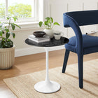 Modway - Lippa Rond de 20 po Faux marbre Table d’appoint - Blanc Noir-Socle métallique résistant aux éclats