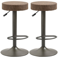 HOMCOM - Tabourets de bar modernes pivotants et réglables - brun - paquet de 2-Ensemble de 2 tabourets hauts, idéal pour ajouter du style à vos espaces 
