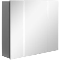 Kleankin - Armoire à pharmacie murale avec miroir - 28 po l x 24 po P - gris-Conception murale, prend peu de place 