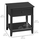 HOMCOM - Table de nuit moderne 13,8 po - noir-Les étagères supérieure et inférieure spacieuses offrent de la place pour des décorations et d’autres objets 