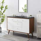 Modway - Transmit Évier simple 48" Vanette de salle de bain - Noir noyer-Vanité moderne du milieu du siècle