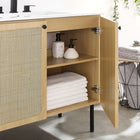 Modway - Chaucer 36" Vanette de salle de bain - Oak White-Portes en rotin tissé