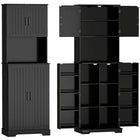 HOMCOM - Armoire de garde-manger haute 71,5 po avec porte-épices - noir-Deux armoires et un large plan de travail pour un rangement polyvalent 