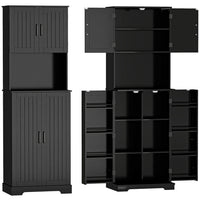 HOMCOM - Armoire de garde-manger haute 71,5 po avec porte-épices - noir-Deux armoires et un large plan de travail pour un rangement polyvalent 