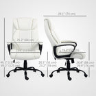 Vinsetto - Fauteuil de bureau exécutif à haut dossier avec massage à vibrations 6 points - blanc-La hauteur du siège se règle avec la manette sous l’assise