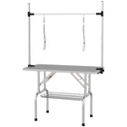 PawHut - Table de Toilettage pour Chien Réglable avec 2 Harnais de Sécurité - Gris-Cadre en métal solide pour une fiabilité et une résistance durables